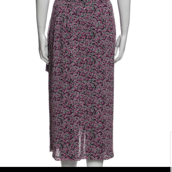 NWOT Rachel Zoe Midi Length Ruffle Black/Pink Floral Skirt size S - Picture 2 of 14